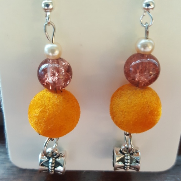 Jewelry - /Orange 🍊& 🌹Pink /Silver Dragonfly Earring's